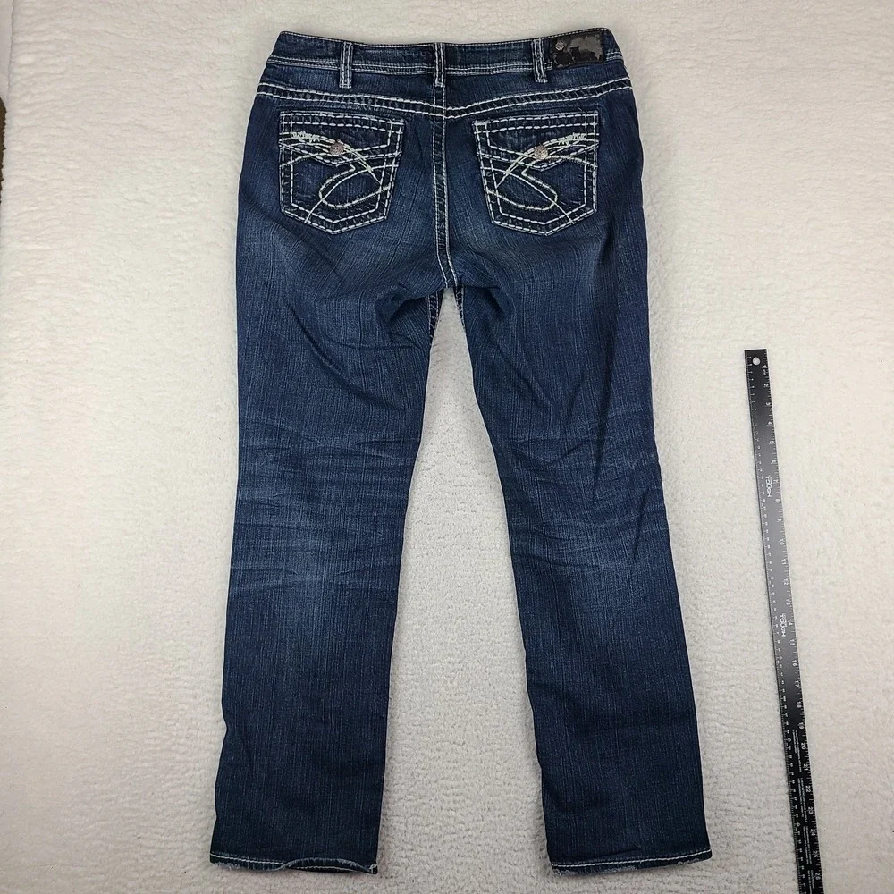 Silver Jeans Womens 16x32 Blue Suki Mid Straight Classic Stretch Dark Wash Denim
